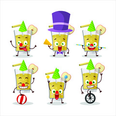 Cartoon character of fresh apple juice with various circus shows. Vector illustration