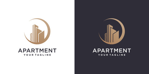 Modern apartment logo template Premium Vector