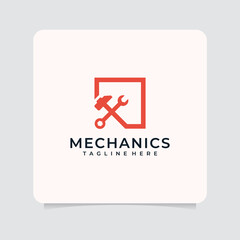 Inspirational mechanics repair gear corporate logo vector. Logo can be used for icon, brand, identity, wrench, tool, plumbing, fix, and handyman