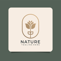 Beauty nature flower logo gold concept. Logo can be used for icon, brand, identity, healthy, wellness, royal, rose, and wedding
