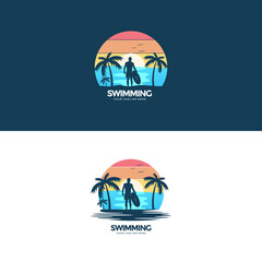 Creative swimming design concepts, illustrations, vectors
