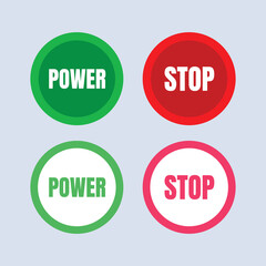 Power and stop icon illustration isolated in white background