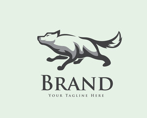 wolf ready attack monochrome drawing art logo design template illustration inspiration