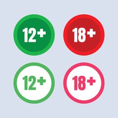 12 and 18 plus Label. vector illustration