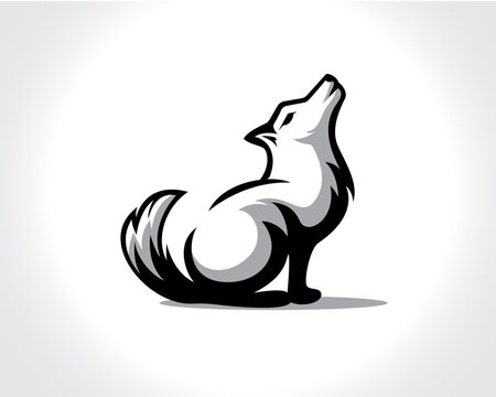 recommend clip art: sitting wolf howling drawing art logo design illustration inspiration