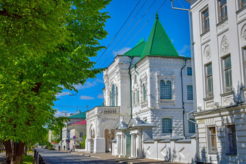 Kostroma city boulevard with the Romanov Museum building