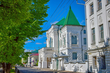 Kostroma city boulevard with the Romanov Museum building