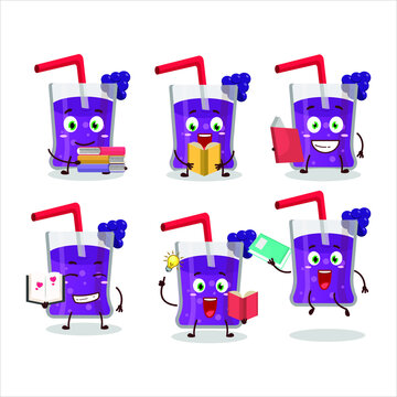 A picture of grapes juice cartoon character concept reading an amusing book. Vector illustration