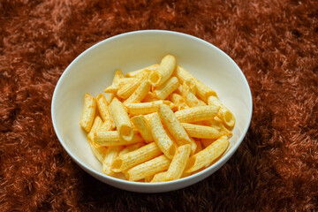 Delicious french fries on the bowl