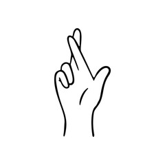 Good luck. Gesture human hand. Vector doodle illustration.