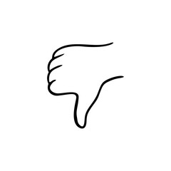 Dislike. Gesture human hand. Vector doodle illustration.