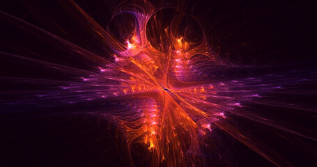 3D rendering abstract multicolor fractal light background