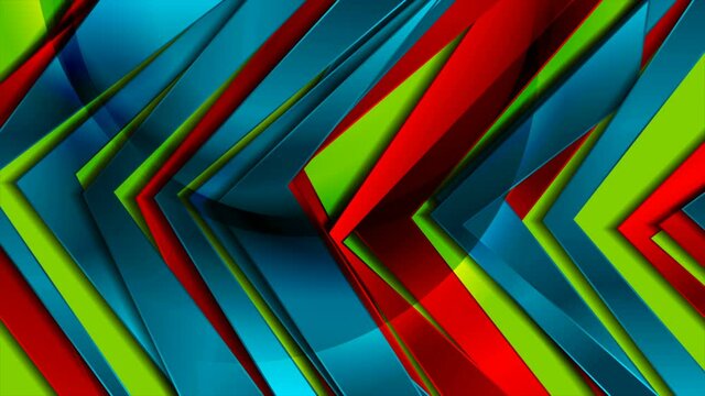 Abstract colorful glossy arrows geometric tech motion background. Seamless looping. Video animation Ultra HD 4K 3840x2160
