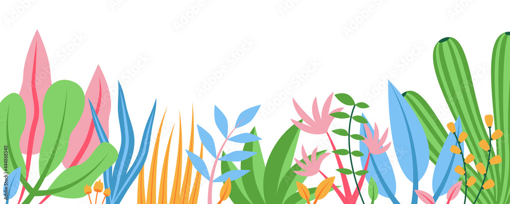 Aufkleber summer nature background with floral pattern concept. horizontal web banner with decorative leaves a