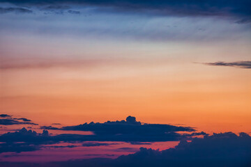 Fototapeta na wymiar Sunset sky with cumulus clouds background