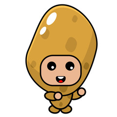 cartoon vector cute potato mascot costume character doing dubbing style