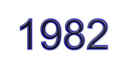 blue 1982 number 3d effect white background