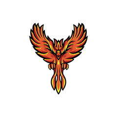 colorful flying phoenix mascot logo vector