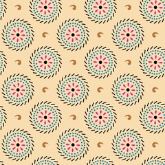 Naklejka premium Circular Pattern. Vector seamless vintage style. Modern stylish abstract texture. Repeating geometric tiles from striped elements