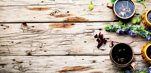 Herbal flower tea,space for text