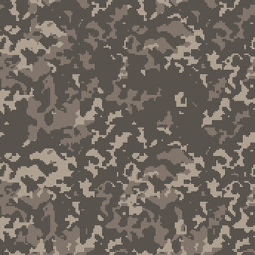 Digital camo background. Seamless camouflage pattern. Military texture. Desert brown color. Vector fabric textile print designs.