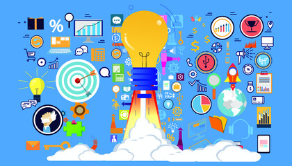 Light bulb  Startup  for  success.icon set idea and concept creativity illustration business  innovation technology modern.  © Nattanee Srisuk