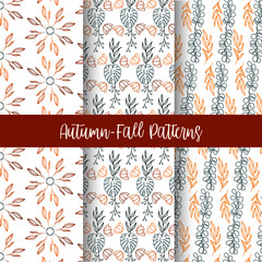 Seamless Autumn Fall Patterns Set