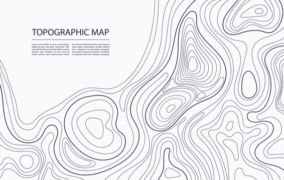 Topographic map contour. Geographic mapping, nature terrain relief, mountain topology. Cartography line landscape vector abstract background. Area for hiking or camping navigation plan
