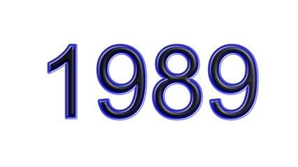 blue 1989 number 3d effect white background