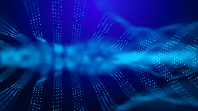 Abstract Digital Blue Wave.Blue Wave Particles is an interesting stock motion graphics video that shows blue electric waves undulating over a dark background.