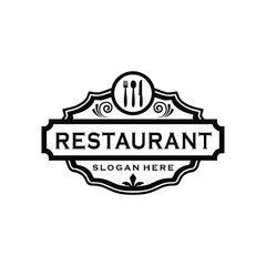 Restaurant badge vintage ornament vector logo design