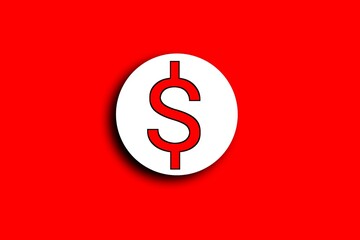 Red dollar icon isolated on the red background. US$ isolated. 