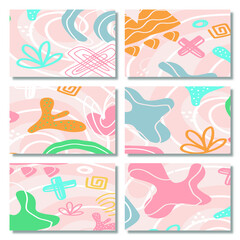 Set of Abstract Shape Background Memphis Pastel Color