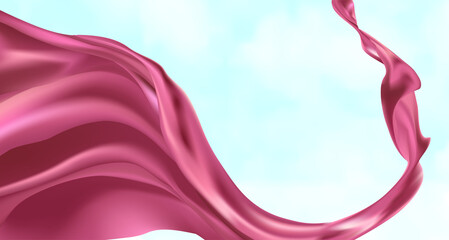 Abstract vector flying wave silk or satin fabric on white background for grand opening ceremony or other occasion