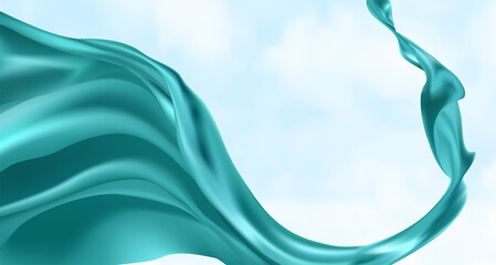 Abstract vector flying wave silk or satin fabric on white background for grand opening ceremony or other occasion