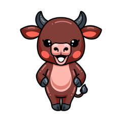Cute baby bull cartoon standing
