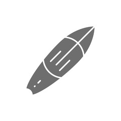 Surfboard, surf, surfing grey icon. Isolated on white background