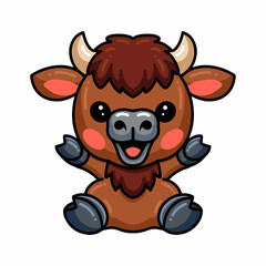 Obraz premium Cute baby yak cartoon sitting