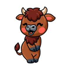 Obraz na płótnie Canvas Cute baby yak cartoon posing