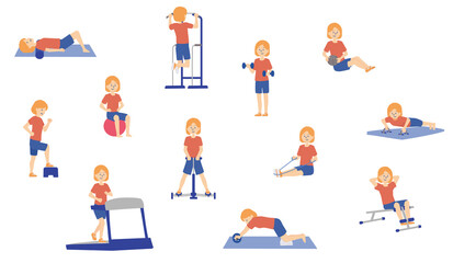 トレーニングをする女性のイラスト