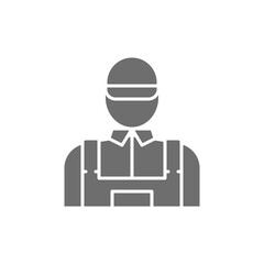 Car wash worker grey icon. Isolated on white background