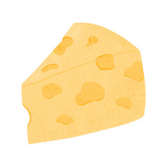 Cheese piece vector flat illustration. Maasdam or emmental fresh and tasty cheese cut into triangle.