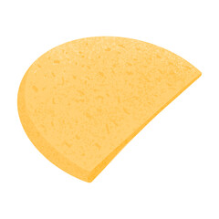 Swiss cheese round wheel cut piece vector flat illustration. Cheddar or Maasdam fresh and tasty food.