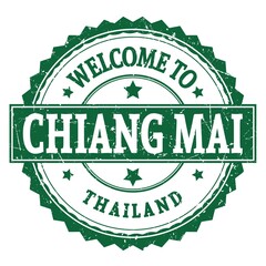 WELCOME TO CHIANG MAI - THAILAND, words written on green stamp