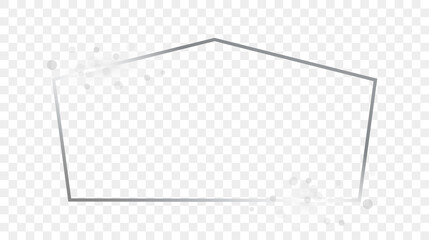 Silver glowing tetragon shape frame with sparkles