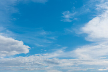 blue sky background with tiny clouds.