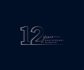 12th years anniversary celebration logotype with linked number. Simple and modern design, vector design for anniversary celebration.