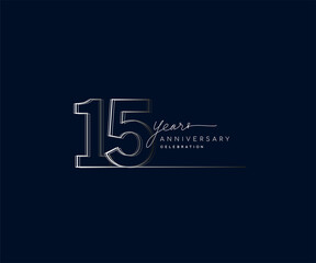 Fototapeta na wymiar 15th years anniversary celebration logotype with linked number. Simple and modern design, vector design for anniversary celebration.