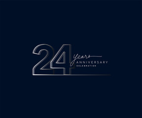24th years anniversary celebration logotype with linked number. Simple and modern design, vector design for anniversary celebration.