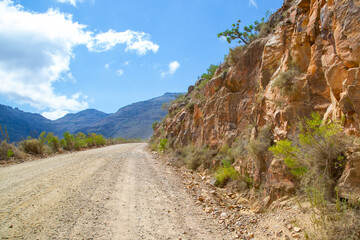 Fototapeta na wymiar Panorama along the road through the Cederberg Mountains close to Algeria in the Western Cape of South Africa